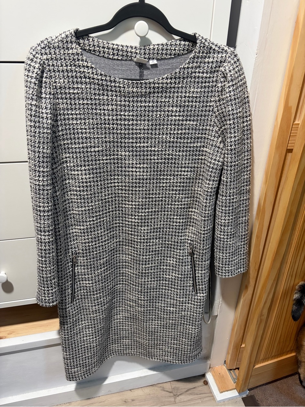 GAP Black and White Houndstooth 3/4 Sleeve Dress